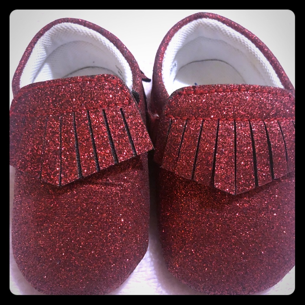 red sparkle moccasins
